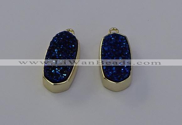 NGP6911 10*22mm - 12*25mm freeform plated druzy quartz pendants