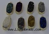 NGP6915 10*22mm - 12*25mm freeform plated druzy quartz pendants