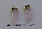 NGP6993 12*40mm - 15*45mm horn rose quartz pendants wholesale