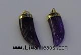 NGP6995 12*40mm - 15*45mm horn amethyst pendants wholesale