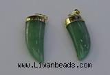 NGP6999 12*40mm - 15*45mm horn green aventurine pendants wholesale