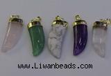 NGP7008 12*40mm - 15*45mm horn mixed gemstone pendants