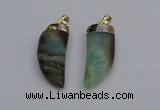 NGP7036 12*35mm - 14*40mm horn amazonite pendants wholesale