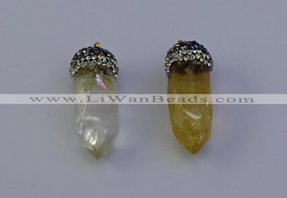 NGP7058 12*30mm - 15*35mm faceted bullet citrine pendants