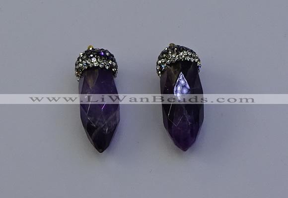 NGP7060 12*30mm - 15*35mm faceted bullet amethyst pendants