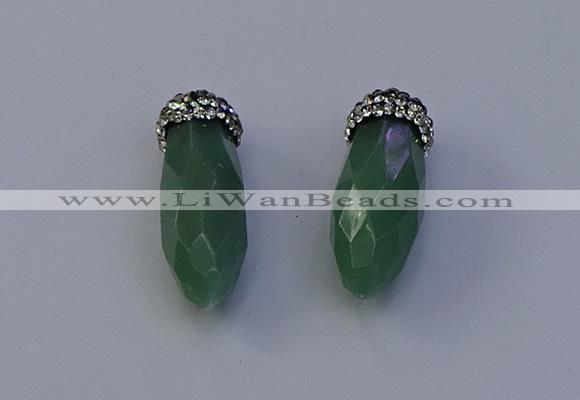 NGP7064 12*30mm - 15*35mm faceted bullet green aventurine pendants