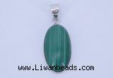 NGP708 12*24mm oval natural malachite with sterling silver pendant