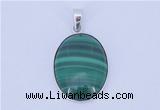 NGP709 16*24mm oval natural malachite with sterling silver pendant