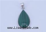 NGP710 14*37mm teardrop natural malachite with sterling silver pendant