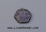 NGP7112 30*30mm hexagon light amethyst pendants wholesale