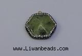 NGP7117 30*30mm hexagon green qutilated quartz pendants wholesale