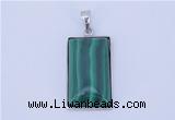 NGP712 13*25mm rectangle natural malachite with sterling silver pendant