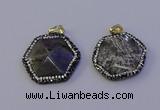 NGP7124 30*30mm hexagon labradorite gemstone pendants wholesale