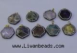 NGP7126 30*30mm hexagon mixed gemstone pendants wholesale