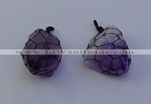 NGP7148 20*40mm - 30*45mm faceted nuggets amethyst pendants