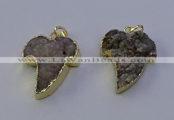 NGP7153 25*35mm teeth-shaped druzy agate pendants wholesale