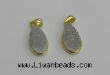 NGP7179 10*20mm flat teardrop plated druzy quartz pendants