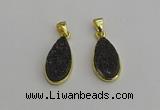 NGP7182 10*20mm flat teardrop plated druzy quartz pendants