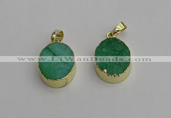 NGP7200 15*20mm oval druzy quartz pendants wholesale