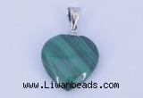 NGP727 15*15mm heart natural malachite with 18KGP gemstone pendant