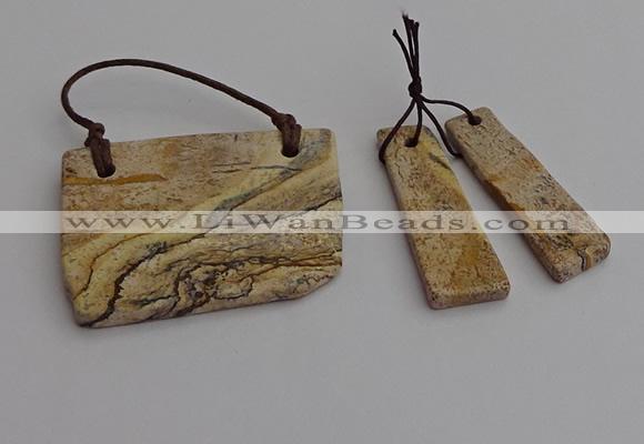 NGP7278 10*25mm - 25*45mm freeform picture jasper pendants sets