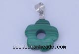 NGP728 4*15mm flower natural malachite with 18KGP gemstone pendant