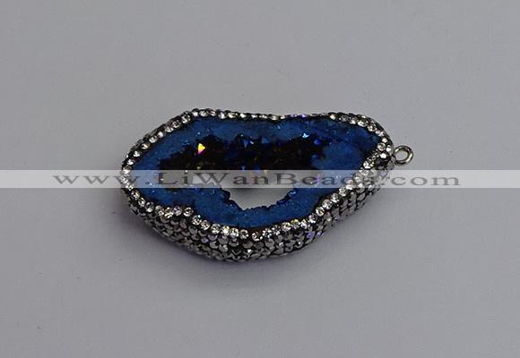 NGP7288 25*35mm - 35*40mm freeform plated druzy agate pendants