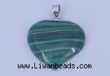 NGP729 25*25mm heart natural malachite with 18KGP gemstone pendant