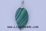 NGP730 15*28mm leaf natural malachite with 18KGP gemstone pendant