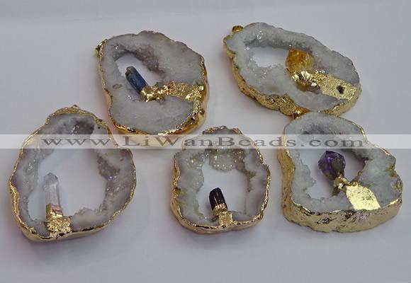 NGP7396 45*50mm - 50*55mm freeform druzy agate pendants