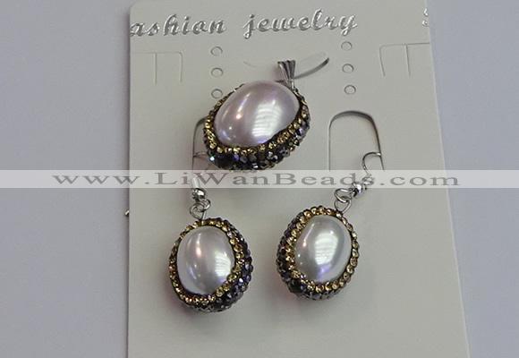 NGP7398 15*18mm - 18*22mm oval shell pearl jewelry sets