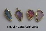 NGP7406 22*30mm - 25*40mm arrowhead plated druzy quartz pendants