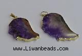 NGP7434 25*45mm - 30*50mm freeform druzy amethyst pendants