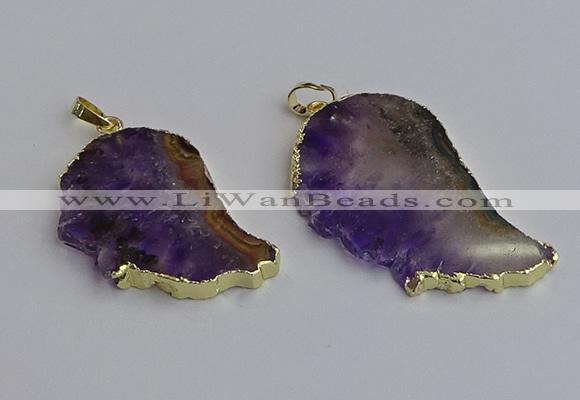 NGP7434 25*45mm - 30*50mm freeform druzy amethyst pendants