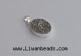 NGP7505 15*20mm oval plated druzy agate gemstone pendants