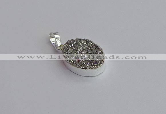 NGP7505 15*20mm oval plated druzy agate gemstone pendants