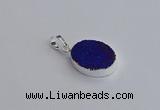 NGP7509 15*20mm oval plated druzy agate gemstone pendants