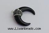 NGP7530 35*38mm horn black agate pendants wholesale