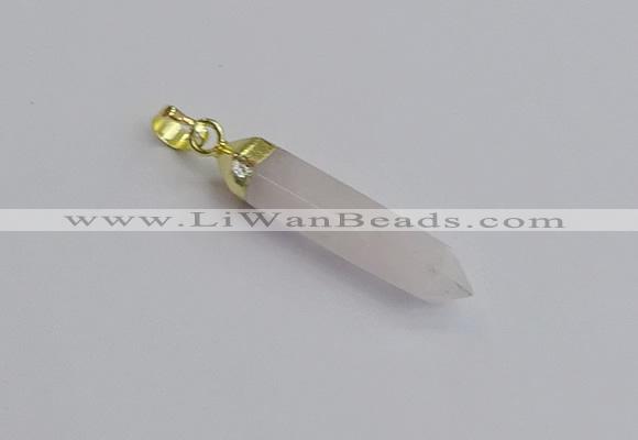 NGP7542 8*40mm sticks rose quartz pendants wholesale