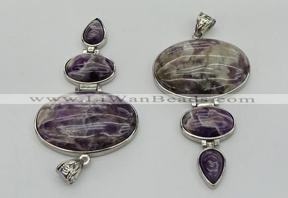 NGP8005 50*82mm - 52*86mm dogtooth amethyst pendant set jewelry