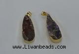 NGP8508 15*33mm - 17*40mm flat teardrop druzy agate pendants