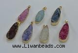 NGP8509 15*33mm - 17*40mm flat teardrop druzy agate pendants