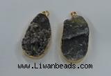 NGP8519 25*48mm - 27*52mm flat teardrop druzy agate pendants