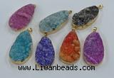 NGP8520 25*48mm - 27*52mm flat teardrop druzy agate pendants