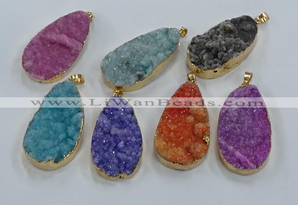 NGP8520 25*48mm - 27*52mm flat teardrop druzy agate pendants