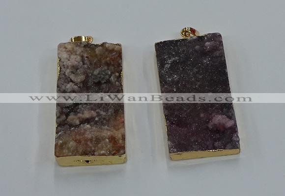 NGP8529 25*50mm - 27*53mm rectangle druzy agate pendants