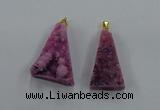 NGP8578 18*25mm - 25*40mm triangle druzy agate pendants wholesale