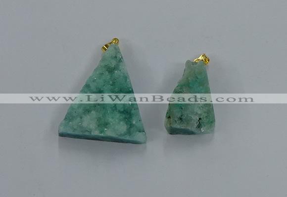 NGP8580 18*25mm - 25*40mm triangle druzy agate pendants wholesale