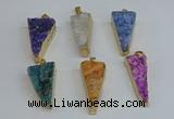 NGP8602 13*40mm - 20*35mm triangle druzy agate pendants wholesale