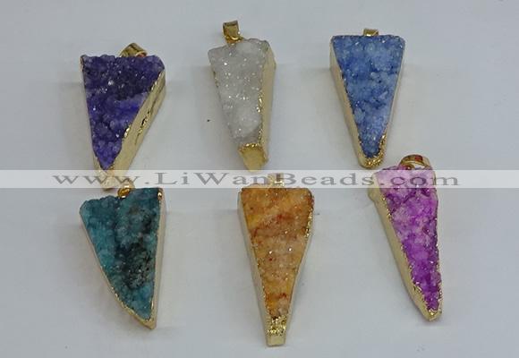 NGP8602 13*40mm - 20*35mm triangle druzy agate pendants wholesale